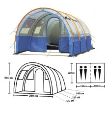 Палатка туристическая 5-ти (4+1) местная Lanyu (480x260x200см), арт. KD-1801