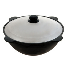 Узбекский казан чугунный 6 литров с алюминиевой крышкой