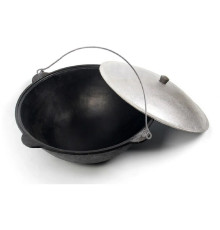 Узбекский казан чугунный 10 литров с крышкой и с подвесной ручкой