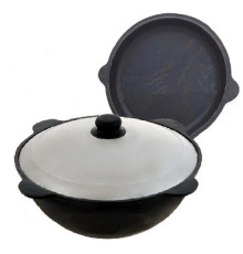 Узбекский казан чугунный 16 литров с крышкой - сковородкой