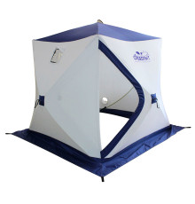 Зимняя палатка куб для рыбалки СЛЕДОПЫТ, 1,8х1,8х1,8м,  2-х местная, 3 слоя, цв. бело-синий