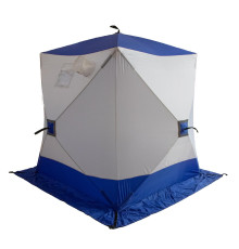 Зимняя палатка куб для рыбалки СЛЕДОПЫТ 1,5 х1,5 м, Oxford 210D PU 1000, 2-местная, цв. бело-синий