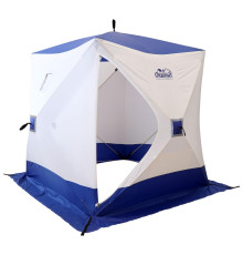 Зимняя палатка куб для рыбалки СЛЕДОПЫТ 1,8 х1,8 м, Oxford 210D PU 1000, 3-местная, цв. бело-синий