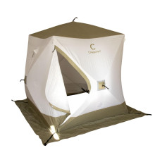Зимняя палатка куб для рыбалки СЛЕДОПЫТ Premium 1,8х1,8 м, 3-х местная, 3 слоя, цв. белый/олива