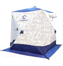 Палатка зимняя куб СЛЕДОПЫТ 180х180х200 ,Oxford 210D PU 1000,S по полу 3,2 кв.м,цв.синий/белый с принтом