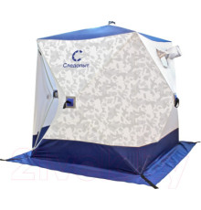 Палатка зимняя куб СЛЕДОПЫТ 210 х210х214,Oxford 210D PU 1000,S по полу 4,4 кв.м,цв.синий/белый с принтом