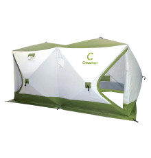 Палатка зимняя куб СЛЕДОПЫТ Premium 420х210x210, 2-х комнатная, 8,8 кв.м, 3 слоя, цвет олив/бел, арт. PF-TW-41
