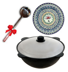 Узбекский казан чугунный 22 литра в комплекте с ляганом 38 см и шумовкой 47 см