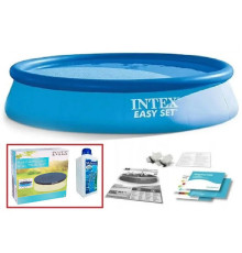 Набор!!! Надувной бассейн Intex easy set 305x76см, с тентом и альгитинн, арт. 28120 в наборе