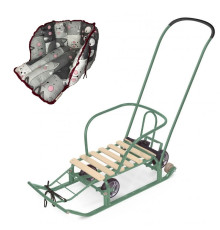 НАБОР!!! Санки детские Nika Тимка 5 универсал (оливковый) и с теплый матрасиком в комплекте