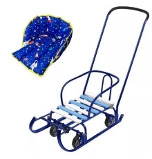 НАБОР!!! Санки детские Nika Тимка 6 универсал, арт. Т6У/С синий лак и теплый матрасик